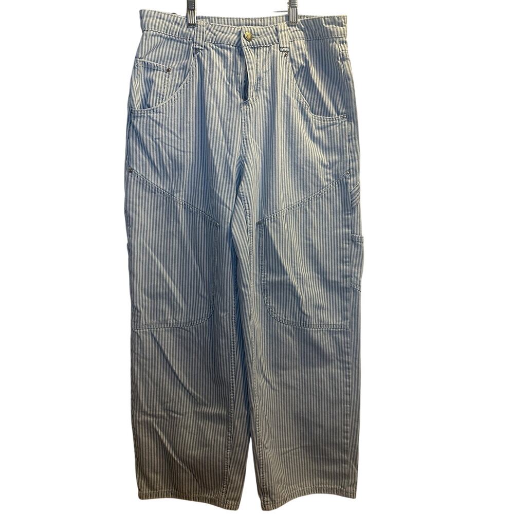 BDG Urban Outfitters Carpenter Jeans Blue White Stripe Baggy